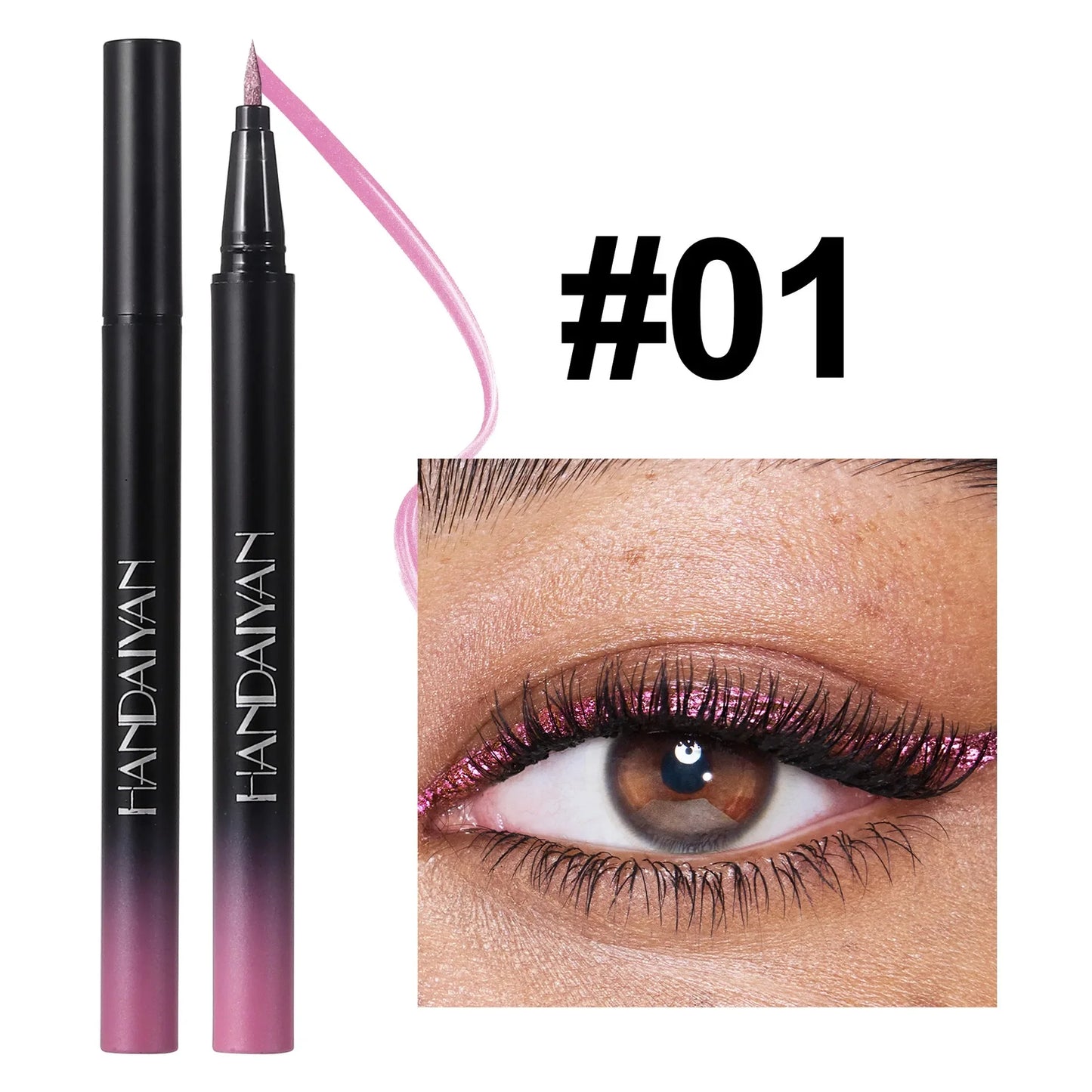 Lip liner with applicator and close-up of eye wearing the product, featuring the brand 'HANDAIVAN'.