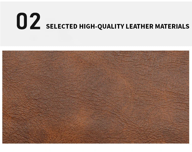 High-quality leather material swatch with text indicating selected high-quality leather materials.