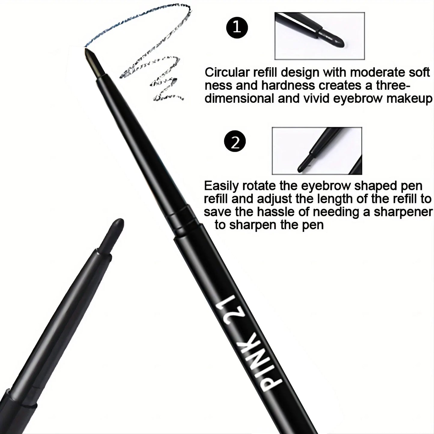 Eyebrow shaping pen with refill mechanism on a white background