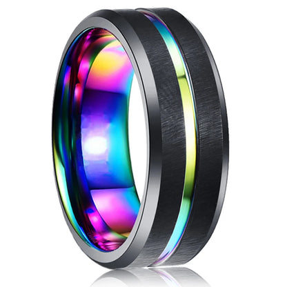Multicolored ring with black interior on a white background
