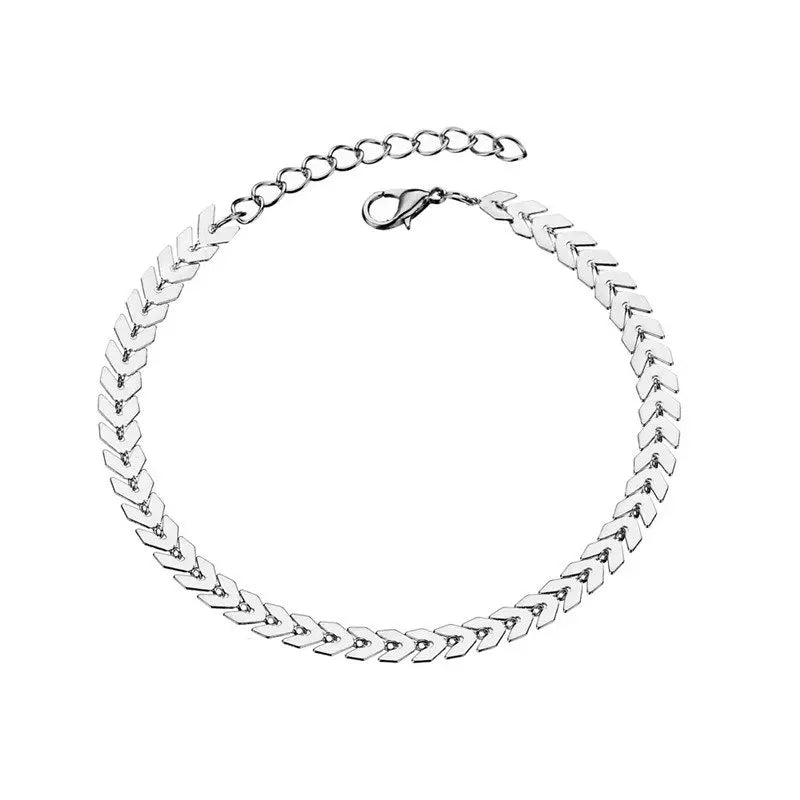 Silver chain bracelet on a white background