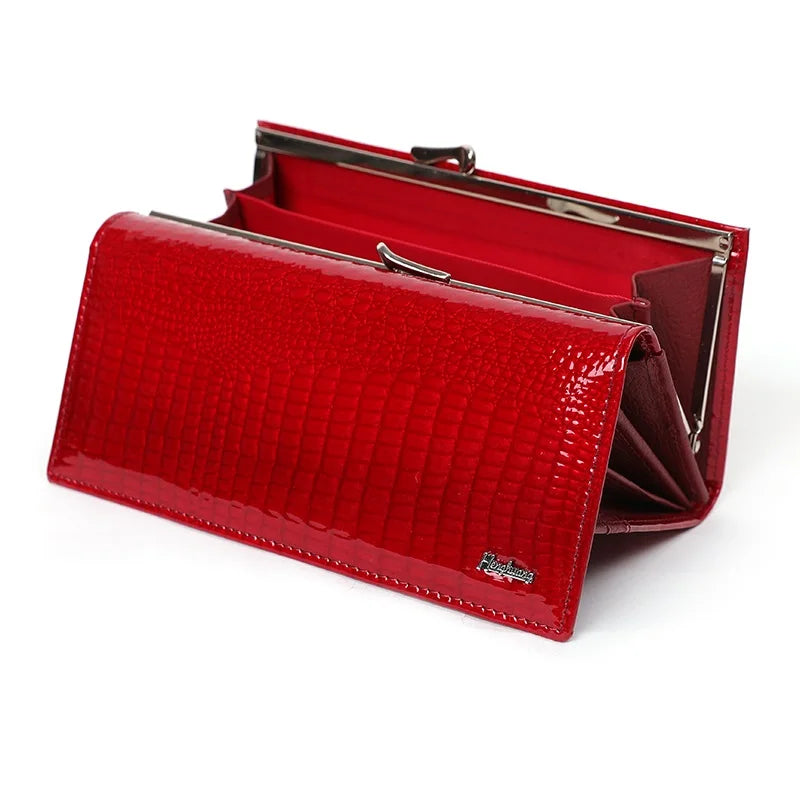 Red textured wallet on a white background