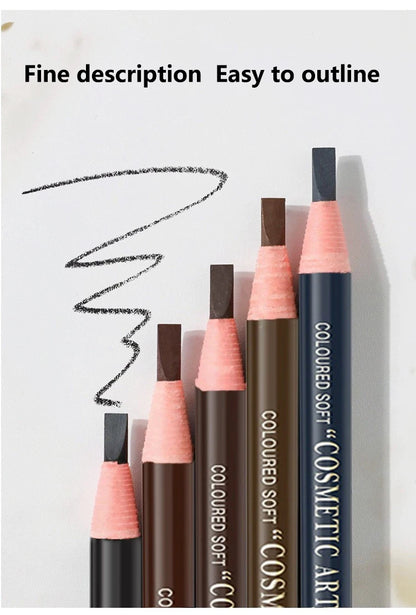 Cosmetic art pencils with colored tips on a light background