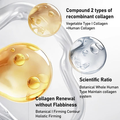 Illustration of two types of recombinant collagen with scientific ratio details on a white background.