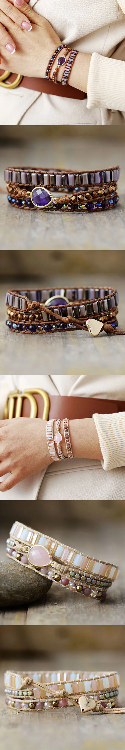Collection of bracelets on a neutral background