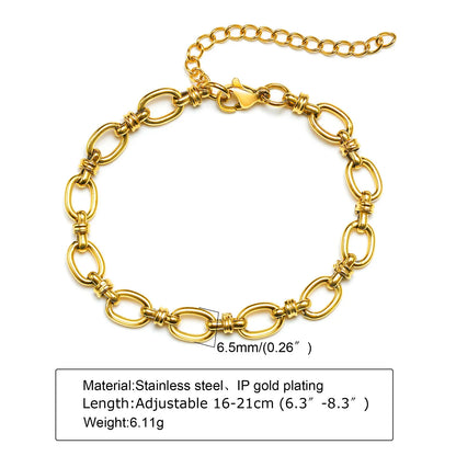 Gold chain bracelet with adjustable length on a white background