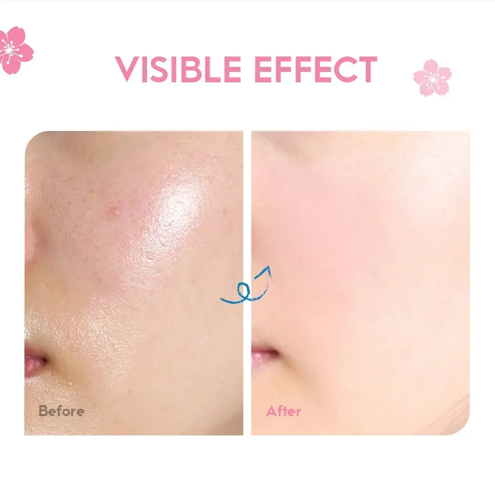 Before and after comparison of skin treatment on a person's face with 'Visible Effect' text above.