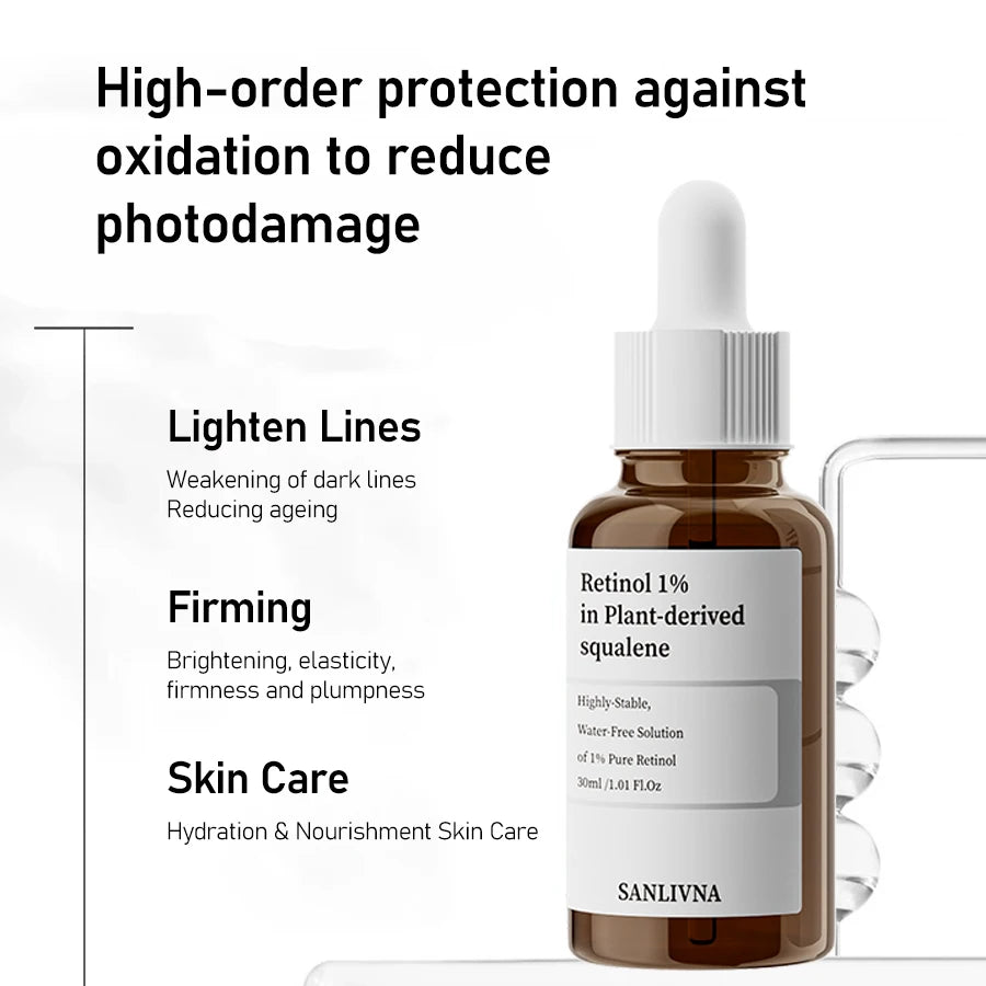 Skincare serum bottle with dropper labeled 'Sanlivna' on a white background