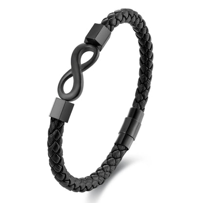 Black braided bracelet with a magnetic clasp on a white background