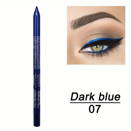 Blue eyeliner pencil with an eye wearing blue eyeliner and the color name 'Dark blue 07' displayed.