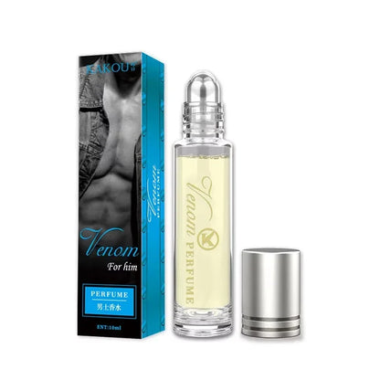 Perfume bottle with packaging labeled 'Venom For Him' on a white background