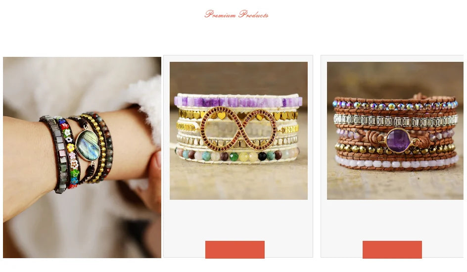 Three different styles of bracelets displayed on a white background.