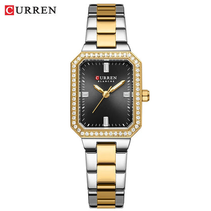 Curren watch with gold and silver band on a white background