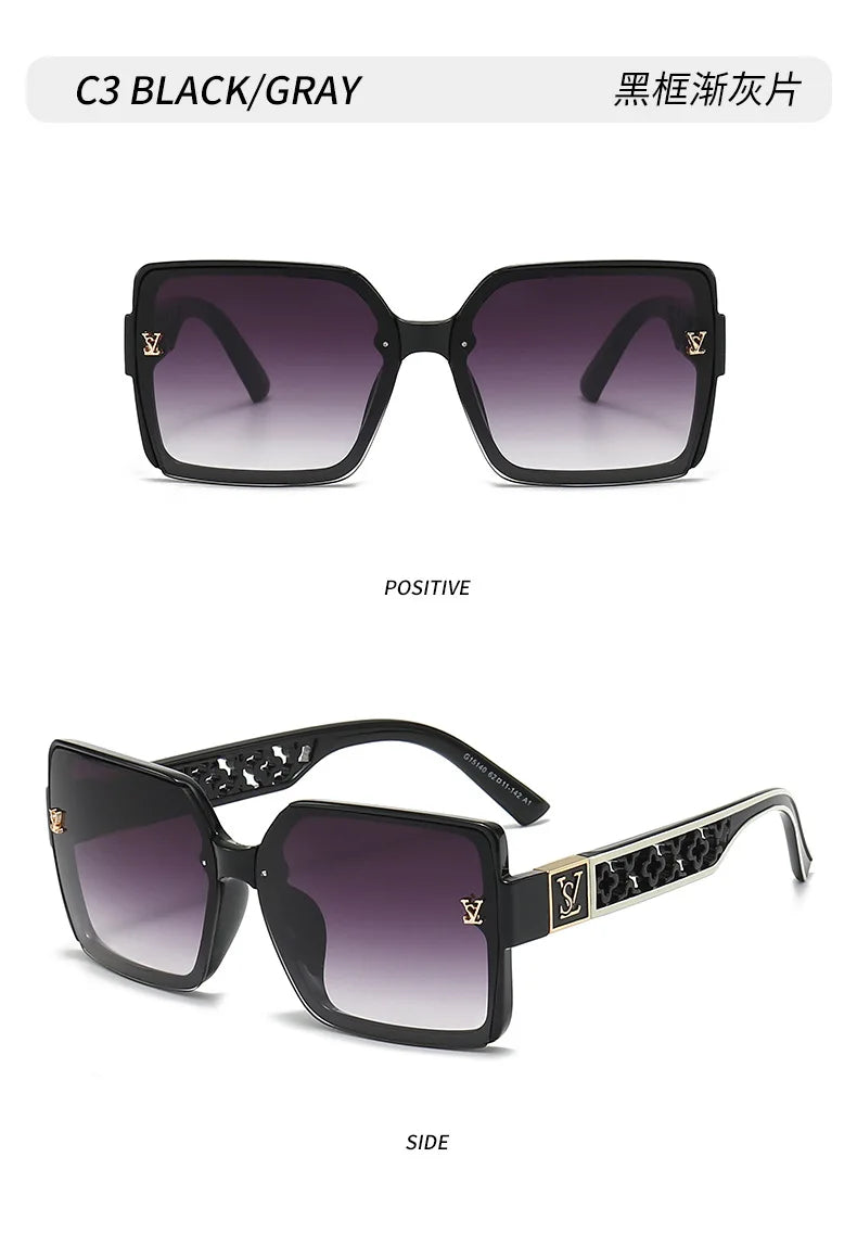 Black sunglasses with gradient lenses on a white background