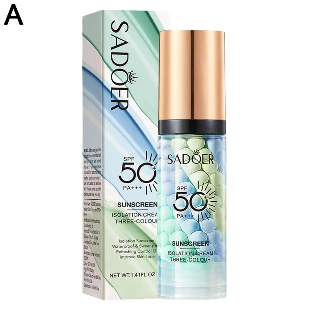 SADQER sunscreen bottle and packaging on a white background