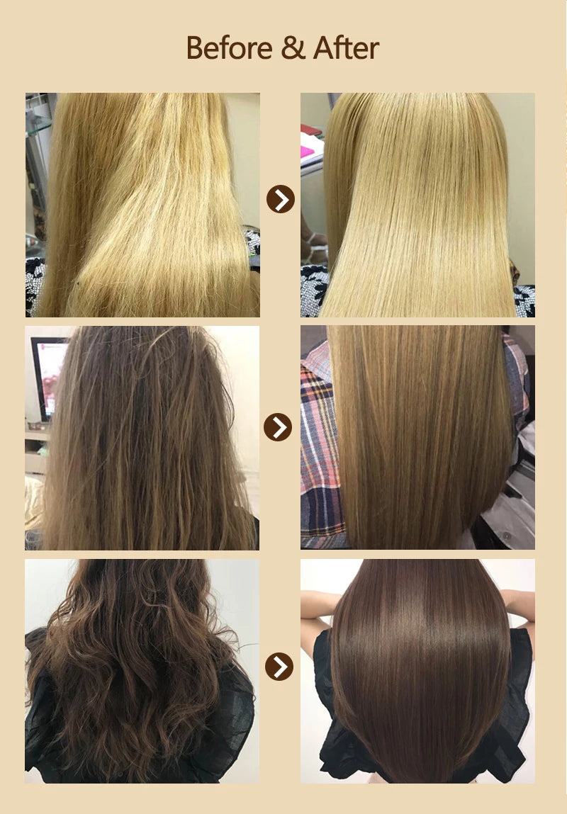 Before and after comparison of hair color transformation.
