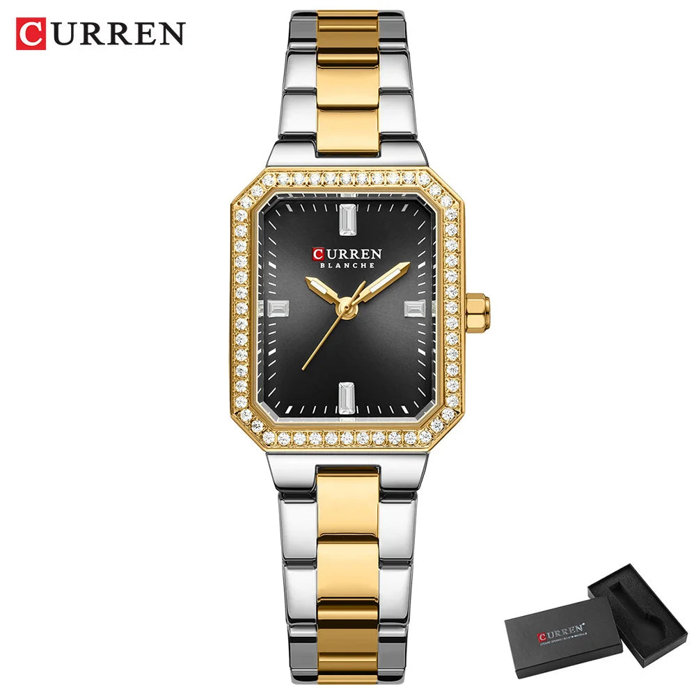 Curren two-tone watch with gold and silver band on a white background