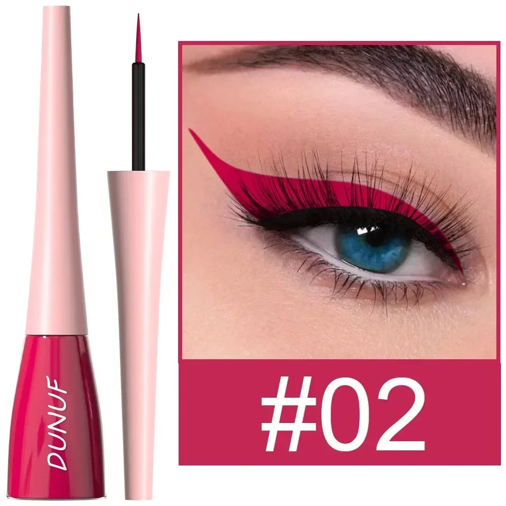 Pink eyeliner pen with close-up of eye wearing the product