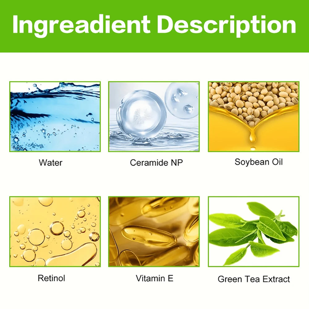 List of ingredients with corresponding images and labels on a green background