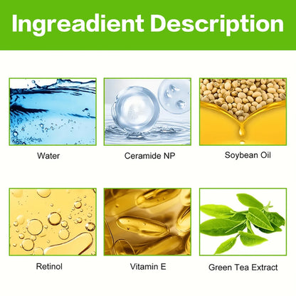 List of ingredients with corresponding images and labels on a green background