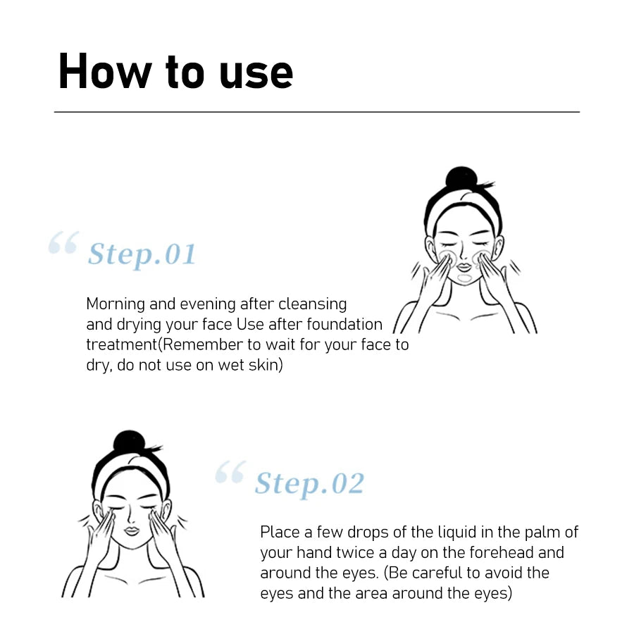 Instructions on how to use a skincare product with step-by-step illustrations and text.