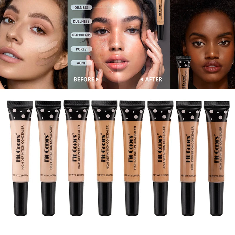 Set of Hilary's High Definition Concealer tubes with a 'Before' and 'After' comparison on a white background.
