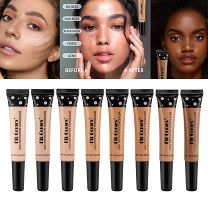 Set of Hilary's High Definition Concealer tubes with a 'Before' and 'After' comparison on a white background.