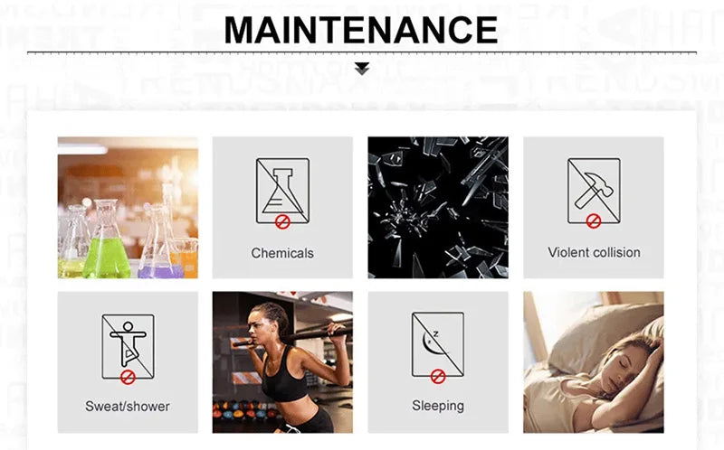 Maintenance categories with icons and images on a white background