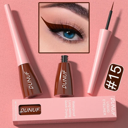 Dunuf eyeliner set with packaging on a pink background