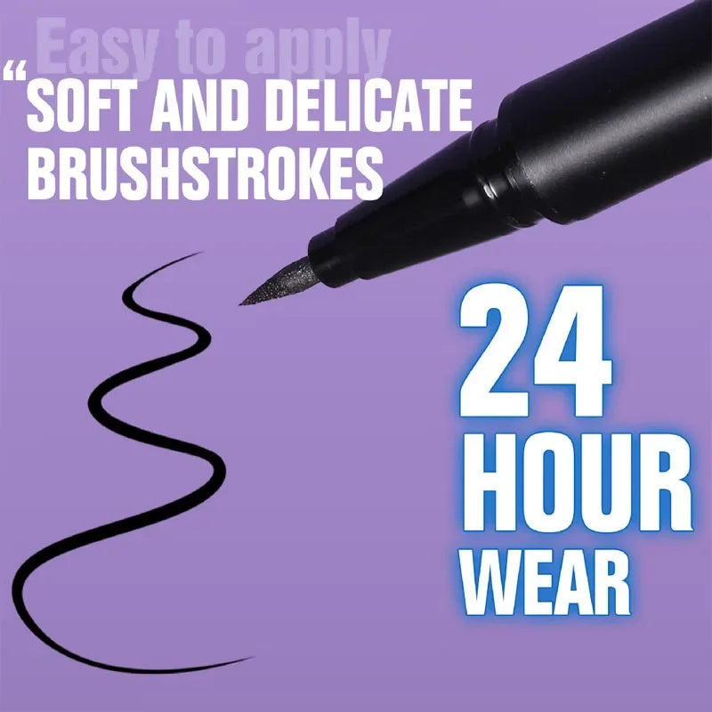 Black marker pen with text on a purple background