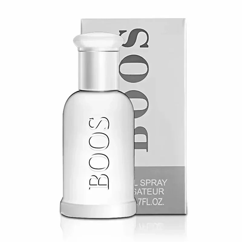 BOSS perfume bottle with packaging on a white background