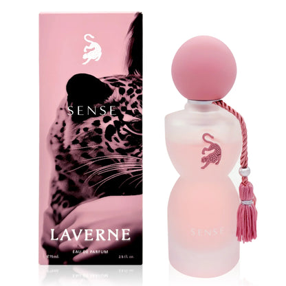 Laverne perfume bottle and packaging with pink and black design