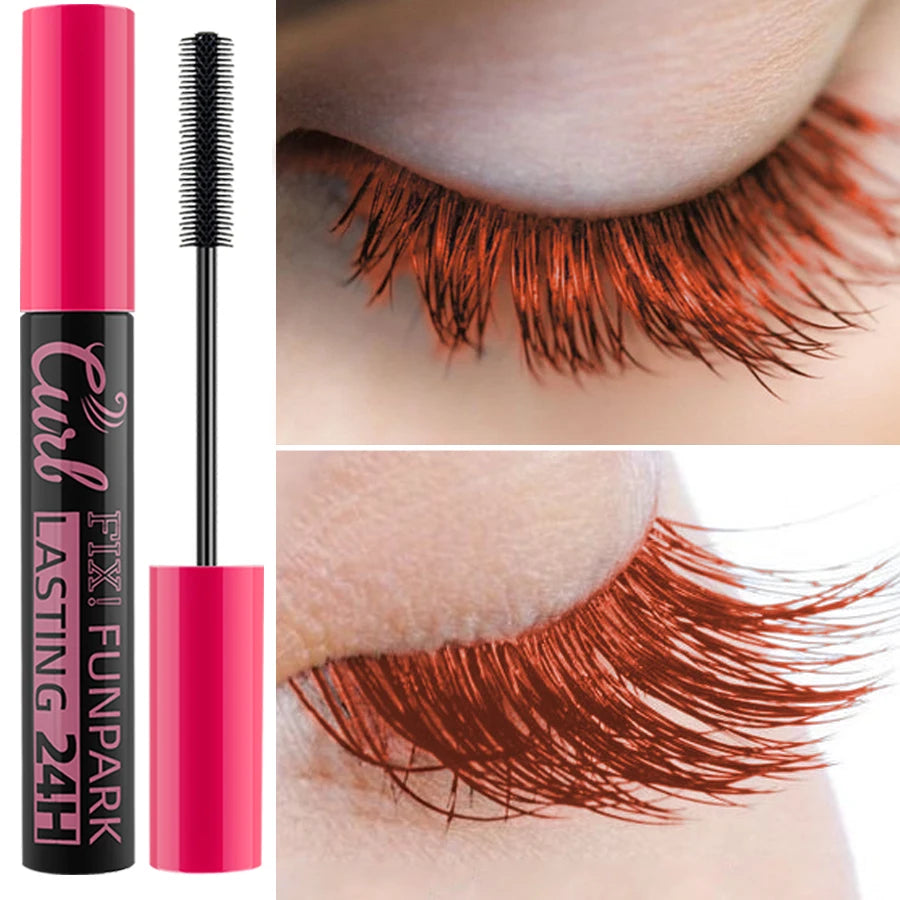 Mascara with a close-up of lashes wearing the product