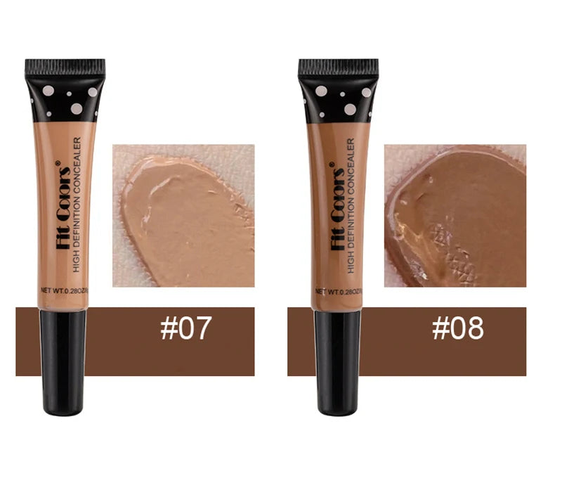 Two tubes of Illamasqua high definition concealer with swatches on a white background.