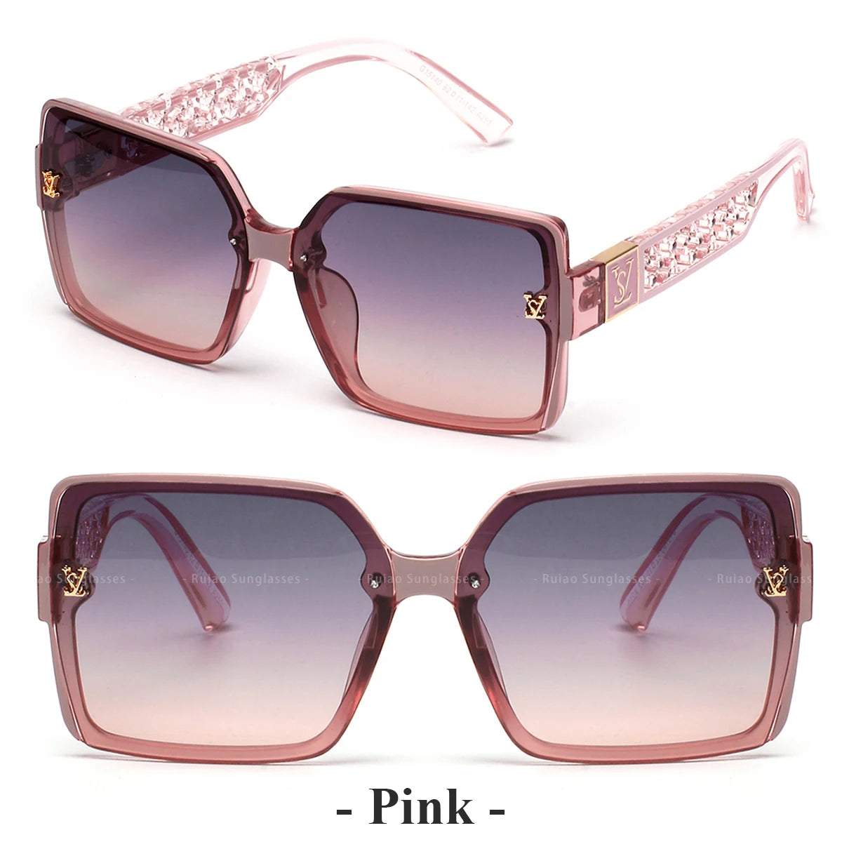 Pink sunglasses with gradient lenses on a white background