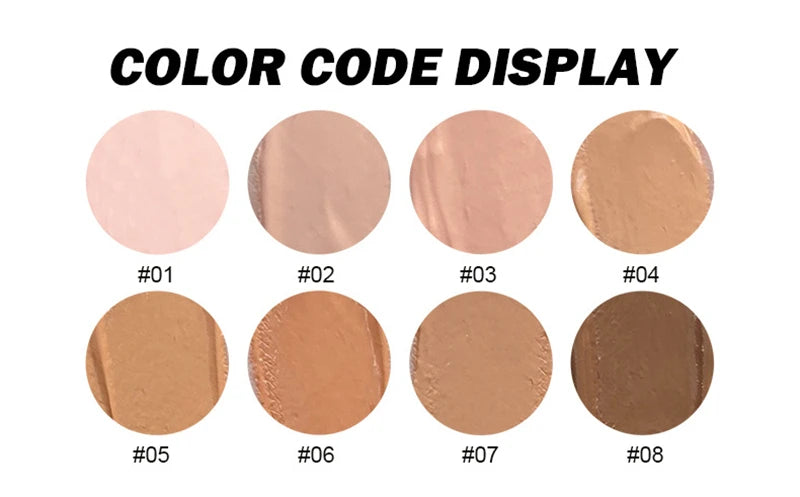 Color code display with eight circular color swatches labeled #01 to #08 on a white background.