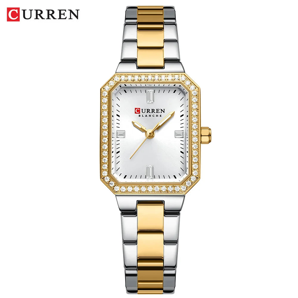 Curren two-tone watch with gold and silver band on a white background
