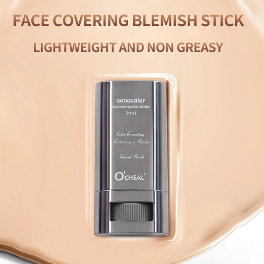 O'Cheal face covering blemish stick with beige background
