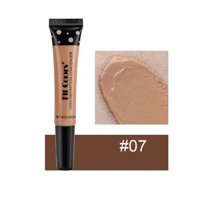 Fit Conceal high definition concealer with applicator and swatch on a white background