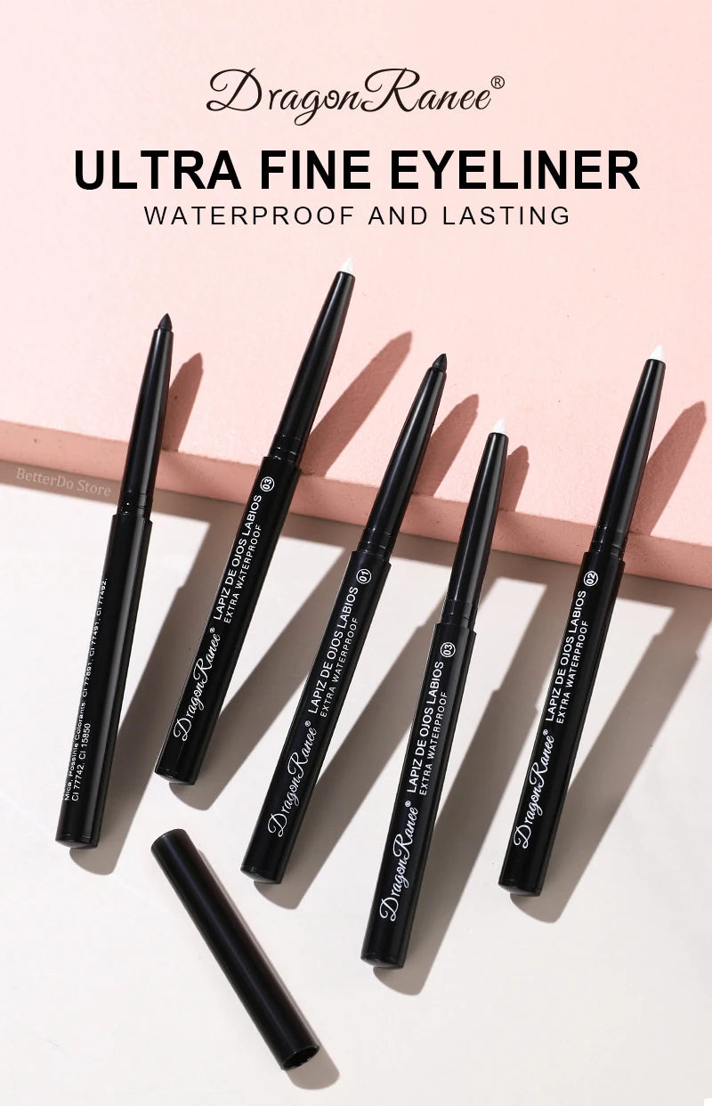 Dragon Ranee ultra fine eyeliner pens on a light pink background