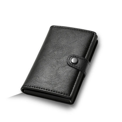Black leather wallet on a white background