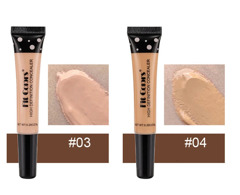 Two tubes of concealer with swatches on a white background