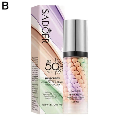 Sadoer sunscreen concealer cream bottle and packaging on a white background