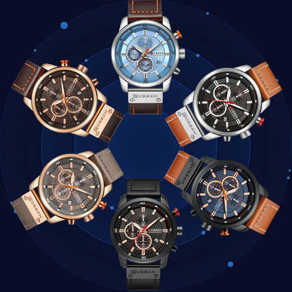 Collection of Uurren watches with different designs on a dark blue background
