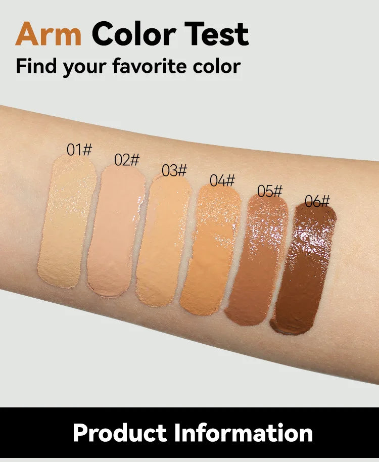 Color swatches on an arm with labeled shades for a color test.