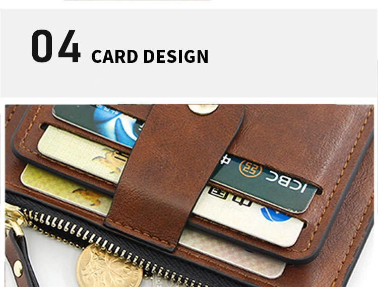 Brown leather wallet with card slots and a phone pocket on a white background