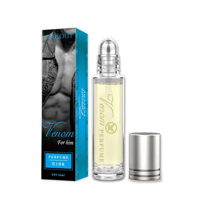 Perfume bottle with packaging labeled 'Venom For Him' on a white background