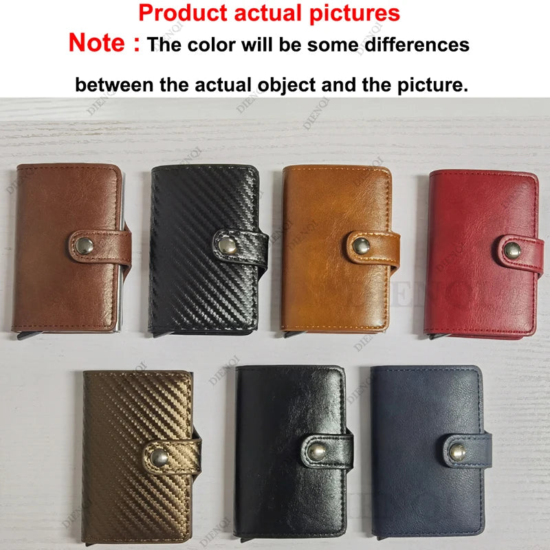 Collection of leather wallets in various colors on a white background