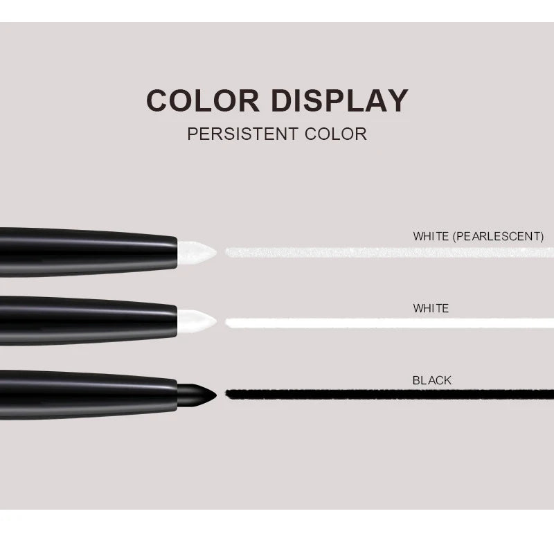 Color display of white, black, and pearlized white on a gray background
