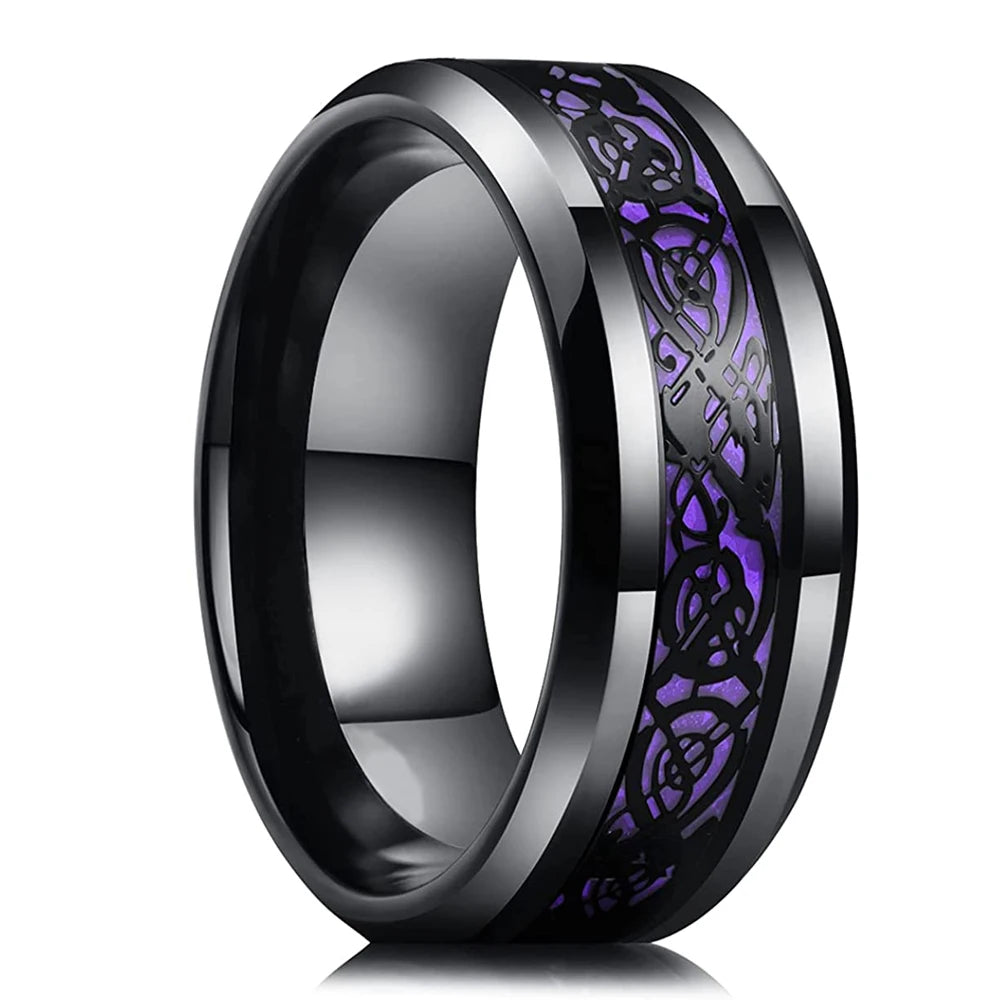 Black ring with purple interior design on a white background
